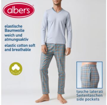 Pijama din bumbac, cu maneca lunga, pentru barbati - alber's COMPLETO PIGIAMA LUNGO (Art. 015 C1)