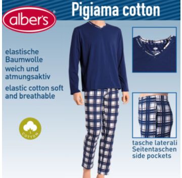 Pijama din bumbac, cu maneca lunga, pentru barbati - alber's COMPLETO PIGIAMA LUNGO (Art. 015 C2)