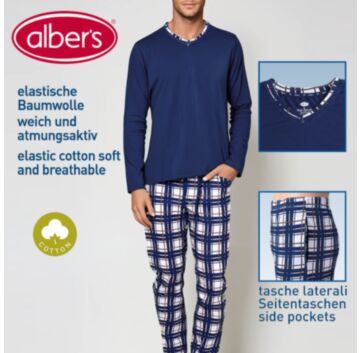 Pijama din bumbac, cu maneca lunga, pentru barbati - alber's COMPLETO PIGIAMA LUNGO (Art. 015 C2)
