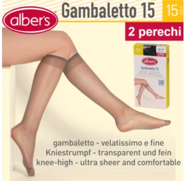 Sosete din dres 15 DEN lungi, set 2 perechi - alber's Gambaletto 15 (Art. 105)