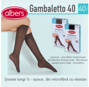 Sosete lungi 40 den din microfibra cu elastan . Au varfurile intarite si banda elastica lejera care nu strange si nu aluneca! alber's GAMBALETTO DONNA 40 DEN

