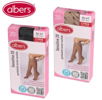 Sosete din dres 20 DEN lungi, cu elastic lejer, cutie cu 2 perechi - alber's SENSITIVE 20 (Art. 202)
