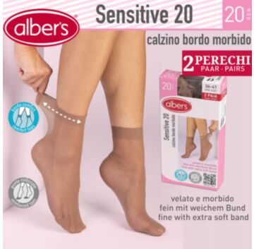 Sosete din dres 20 DEN, scurte, cu elastic lejer, set 2 perechi - alber's SENSITIVE 20 (Art. 209)