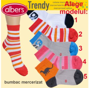 Ciorapi din bumbac subtire mercerizat pentru copii - alber's TRENDY (Art. 441 model)
