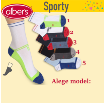 Ciorapi sport din bumbac pentru copii. Modelele vesele sunt usor de asortat. alber's Sporty