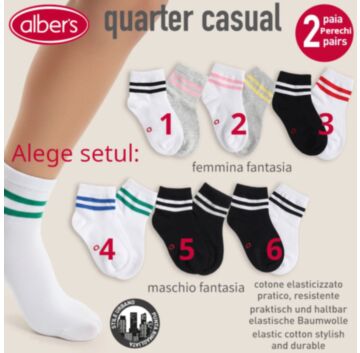 Sosete bumbac copii, set 2 perechi, alber's Urban kids (Art. 460 D)