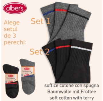 Sosete groase din bumbac pentru barbati - Set 3 perechi - alber's FREETIME Quarter (Art. 526-1)