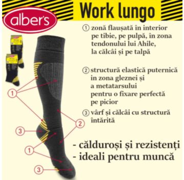 Ciorapi lungi cu lana, pentru munca - alber's WORK LUNGO (Art. 5671)