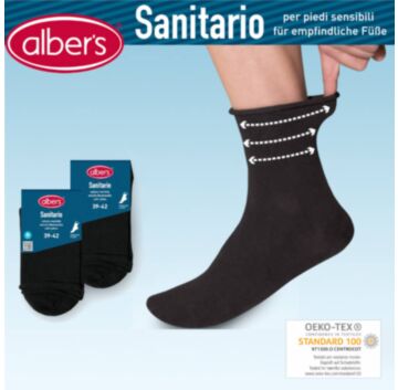 Ciorapi din bumbac fara elastic pentru picioare sensibile. Nu strang si nu aluneca pe picior. Ciorapi recomandati pentru diabetici. alber's Sanitario