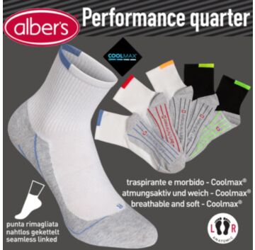 Sosete scurte cu fibre COOLMAX® pentru activitati sportive - alber's Performance quarter (Art. 585)