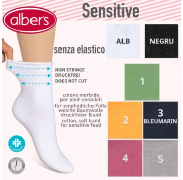 Sosete fara elastic din bumbac  pentru femei - alber's SENSITIVE (Art. 612 V)
