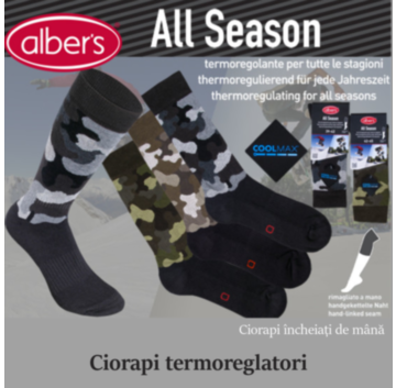Ciorapi ALL SEASON din bumbac cu fibre Coolmax®. Potriviti pentru activitati sportive si recreative