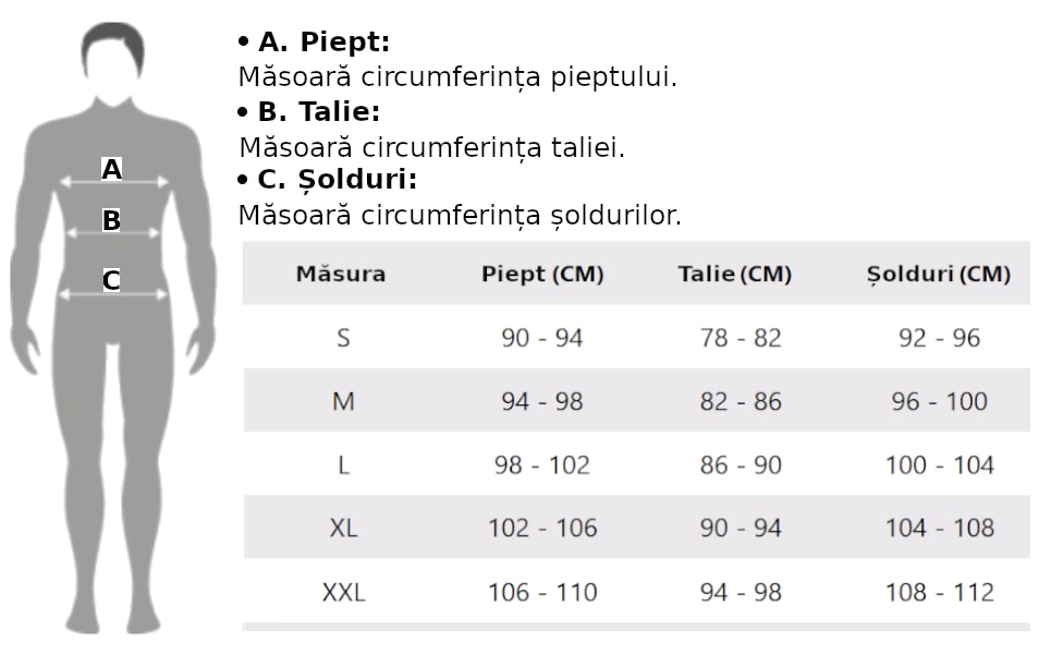 Tabel masuri Pijama Barbati alber's